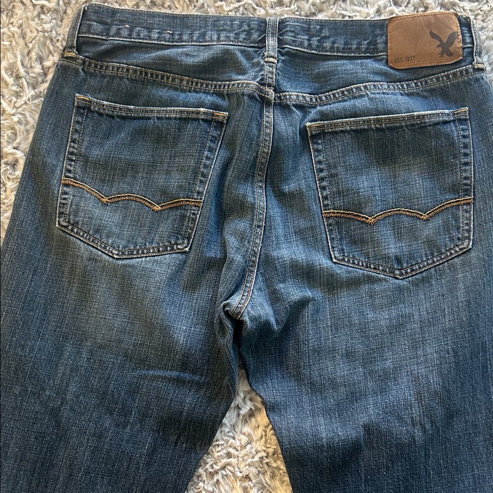 Mens American Eagle Loose Fit Blue Jeans Size 34/34 - Picture 9 of 9